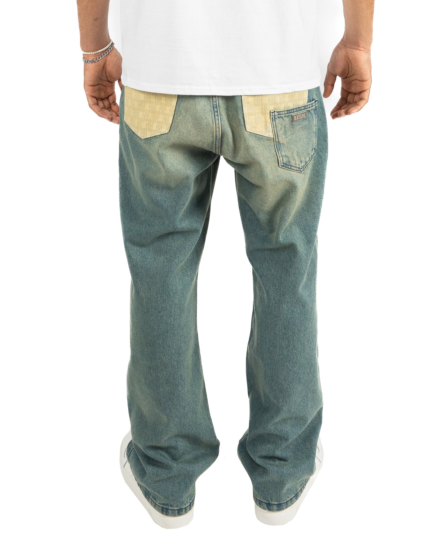 Monogram Baggy Jeans Light Blue/Green Wash