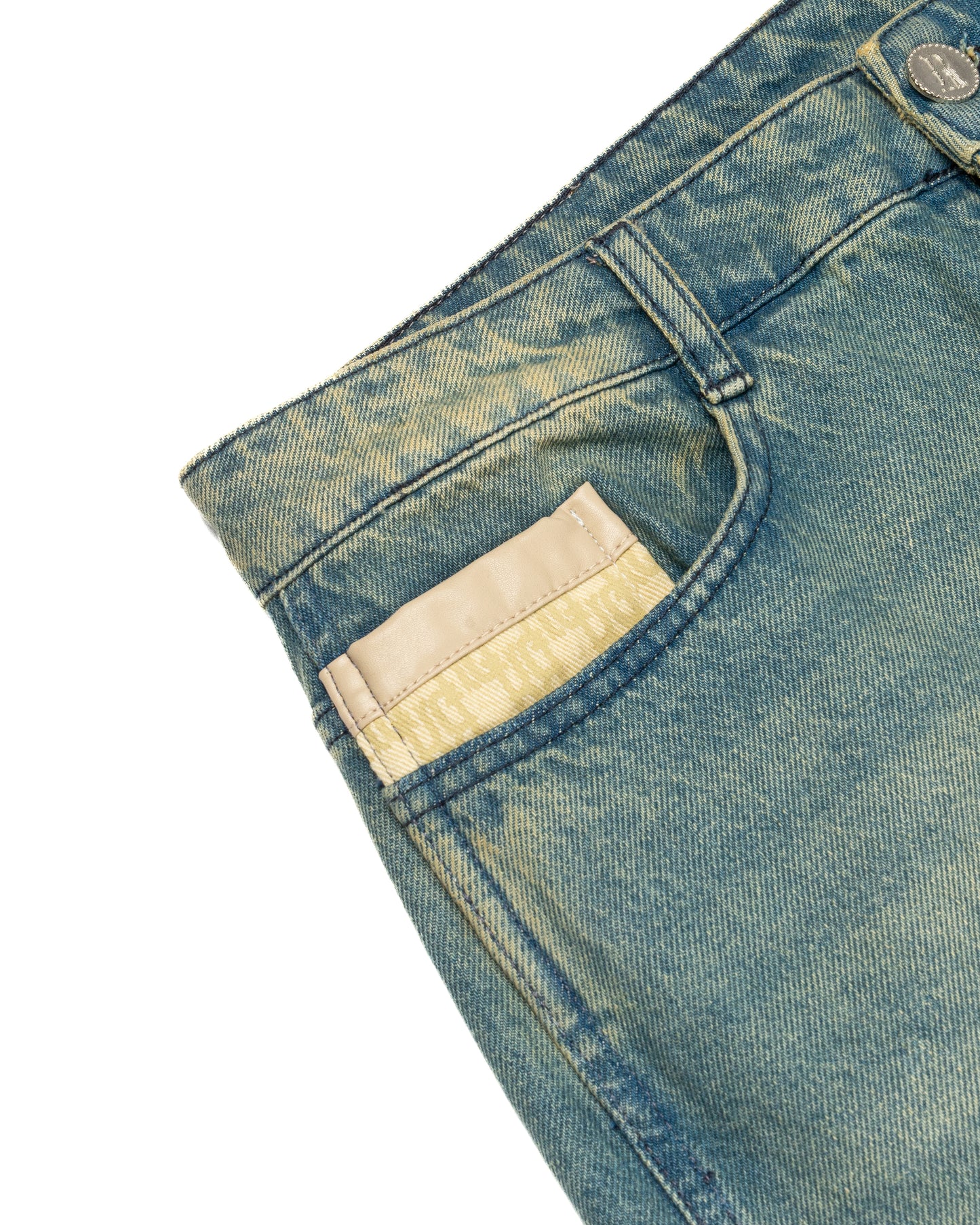 Monogram Baggy Jeans Light Blue/Green Wash