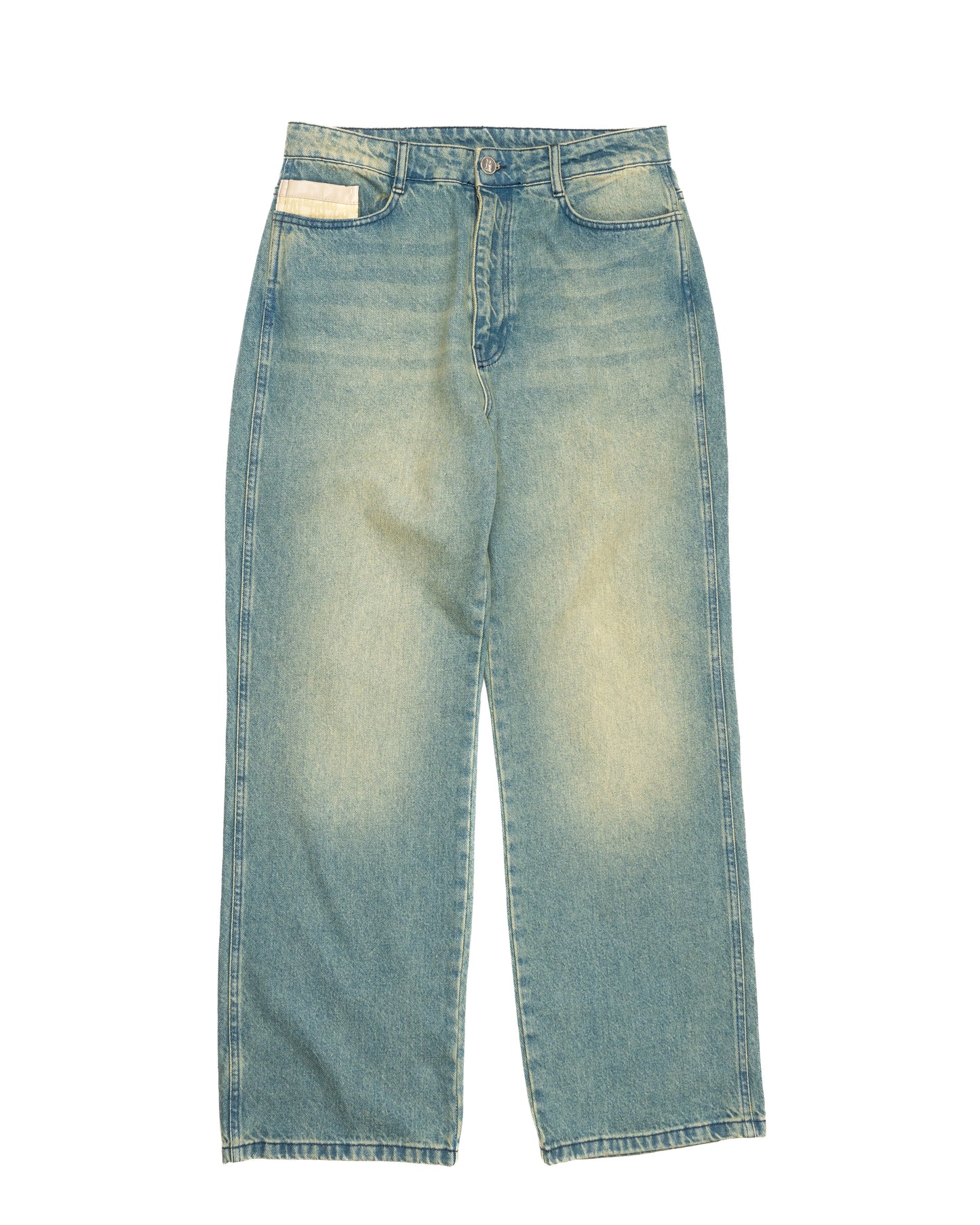 Monogram Baggy Jeans Light Blue/Green Wash