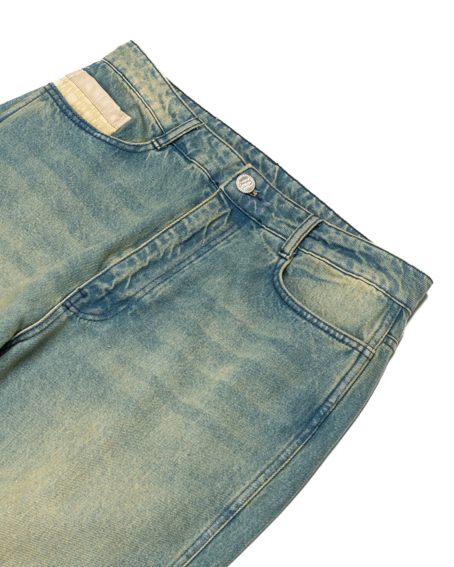 Monogram Baggy Jeans Light Blue/Green Wash