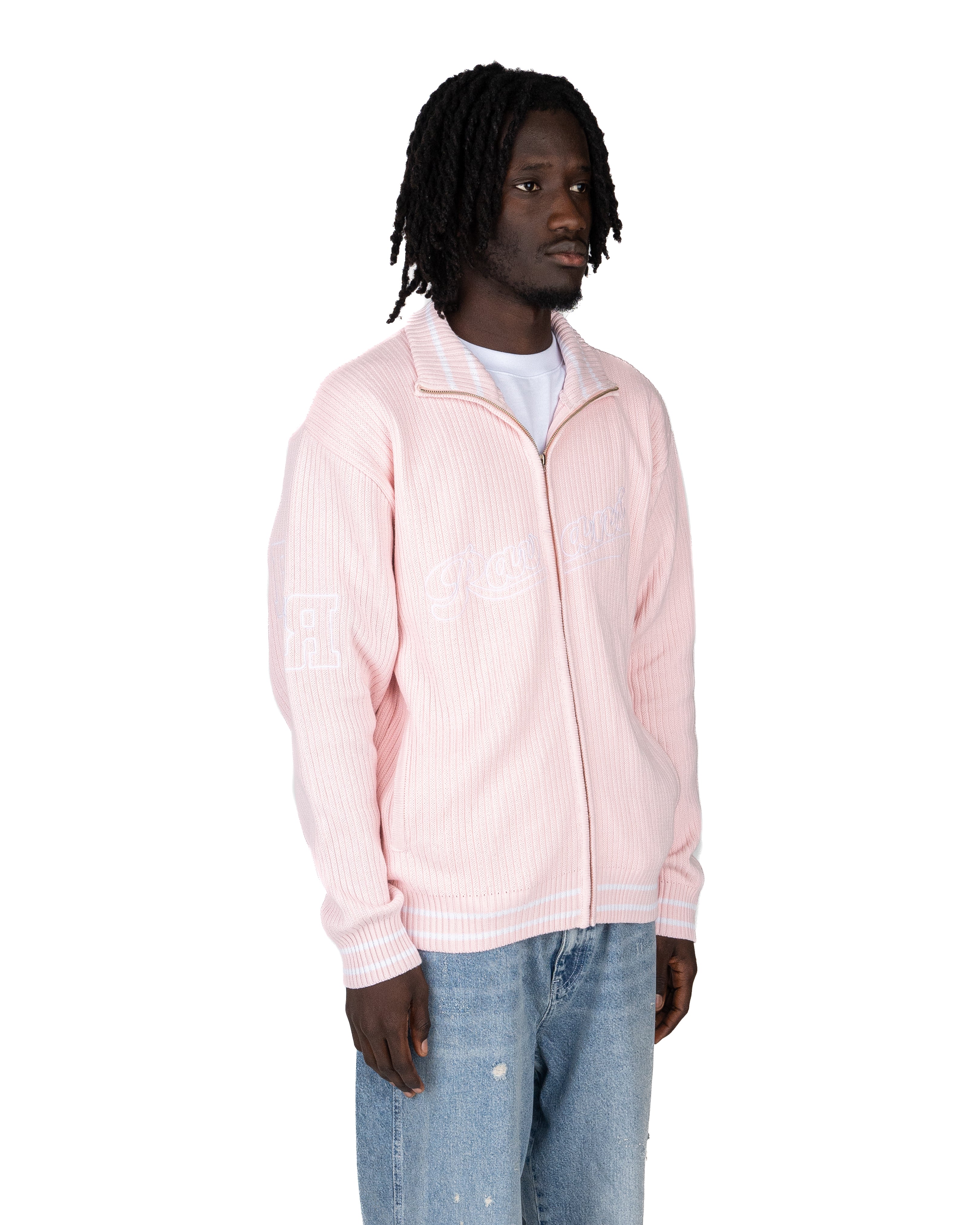 Pink ribbed jacket deals