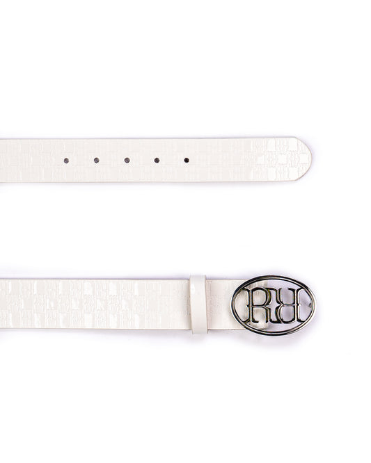 RR Steel Buckle Belt shiny White