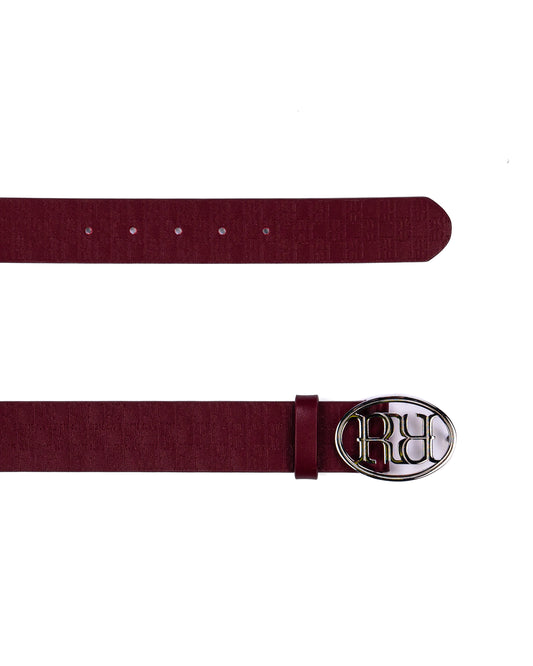 RR Steel Buckle Leather Belt dark Red