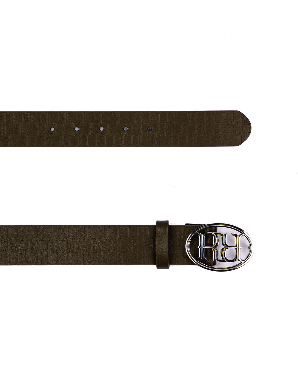 RR Steel Buckle Leather Belt Olive