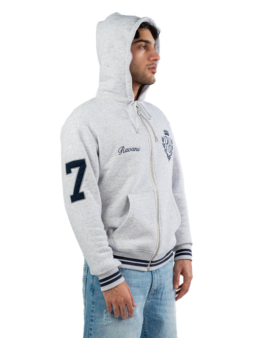 RR Royal Polo Zip Hoodie ash grey