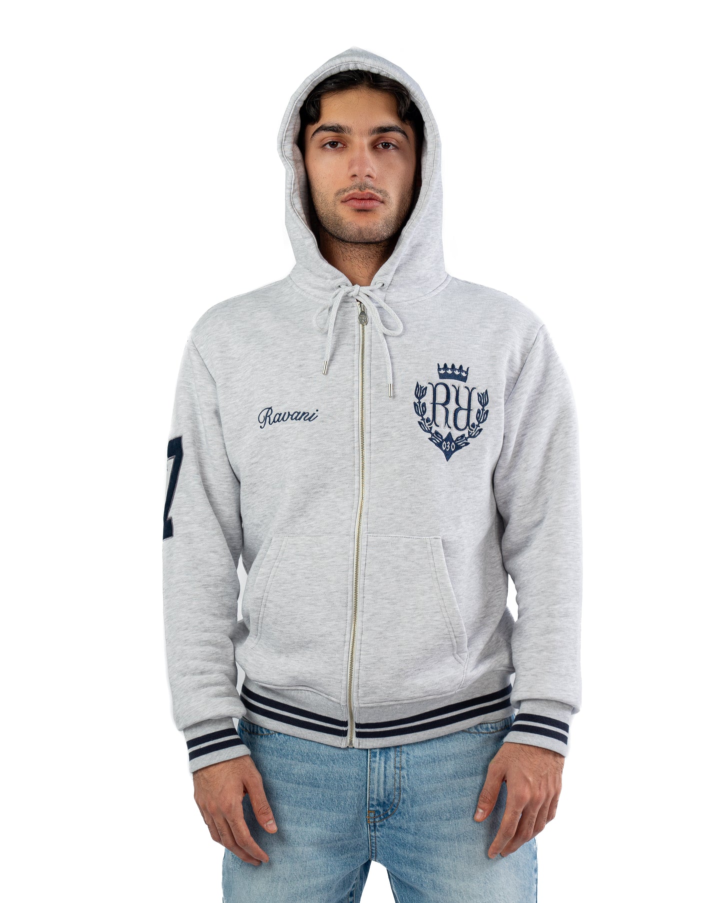 RR Royal Polo Zip Hoodie ash grey