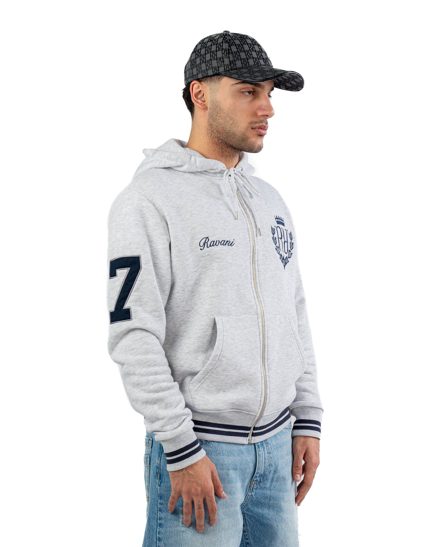 RR Royal Polo Zip Hoodie ash grey