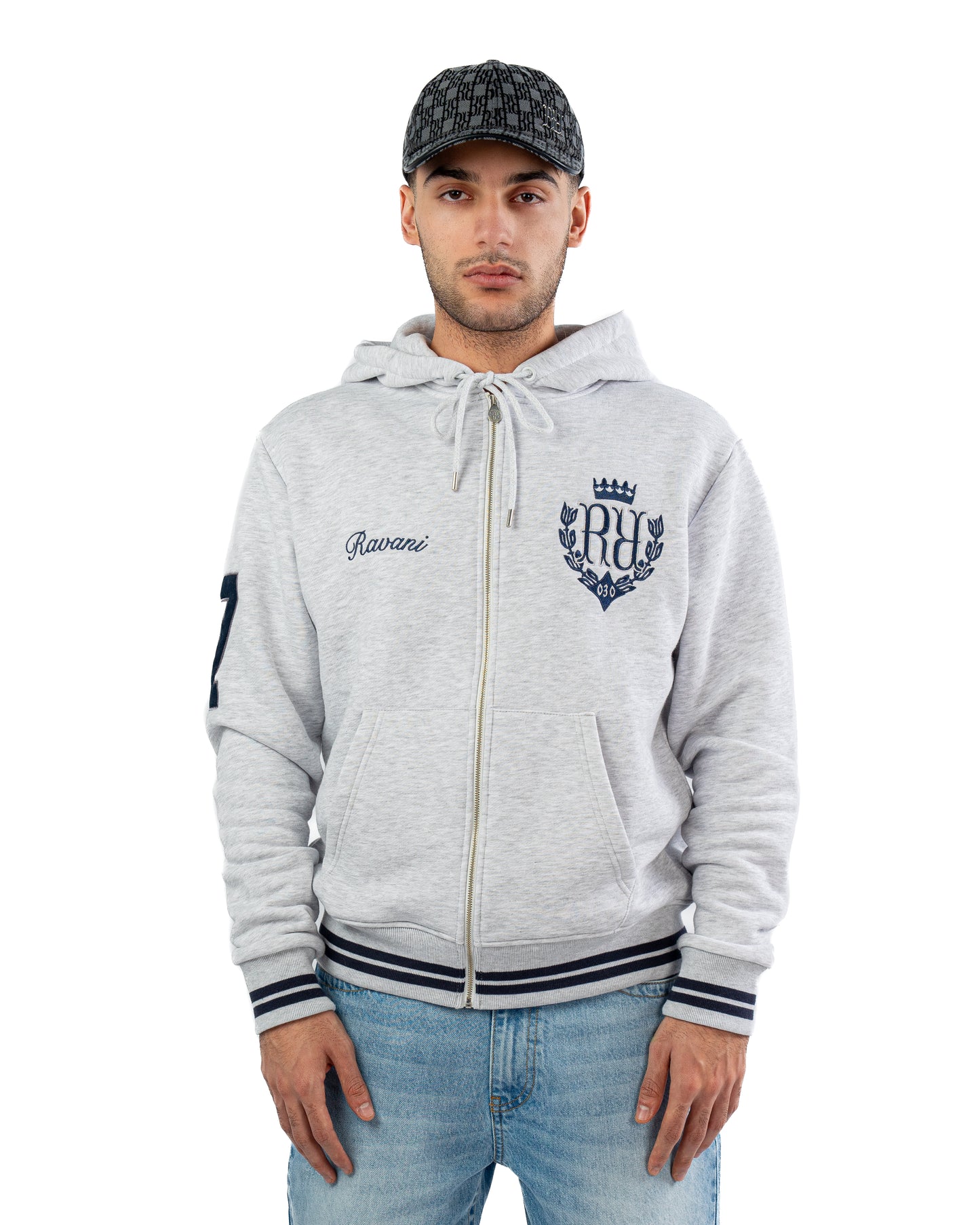 RR Royal Polo Zip Hoodie ash grey