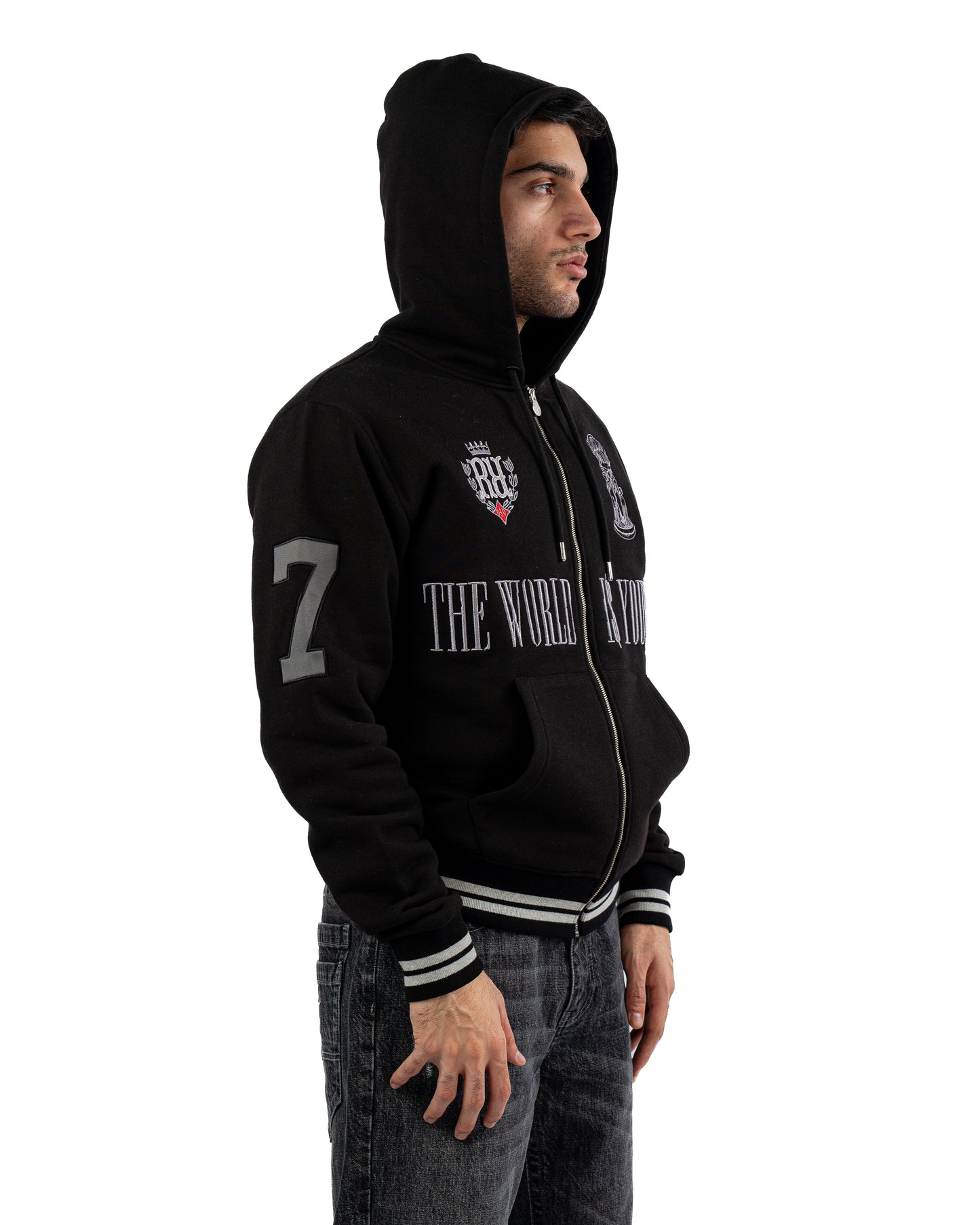 The World is Yours Zip Hoodie black