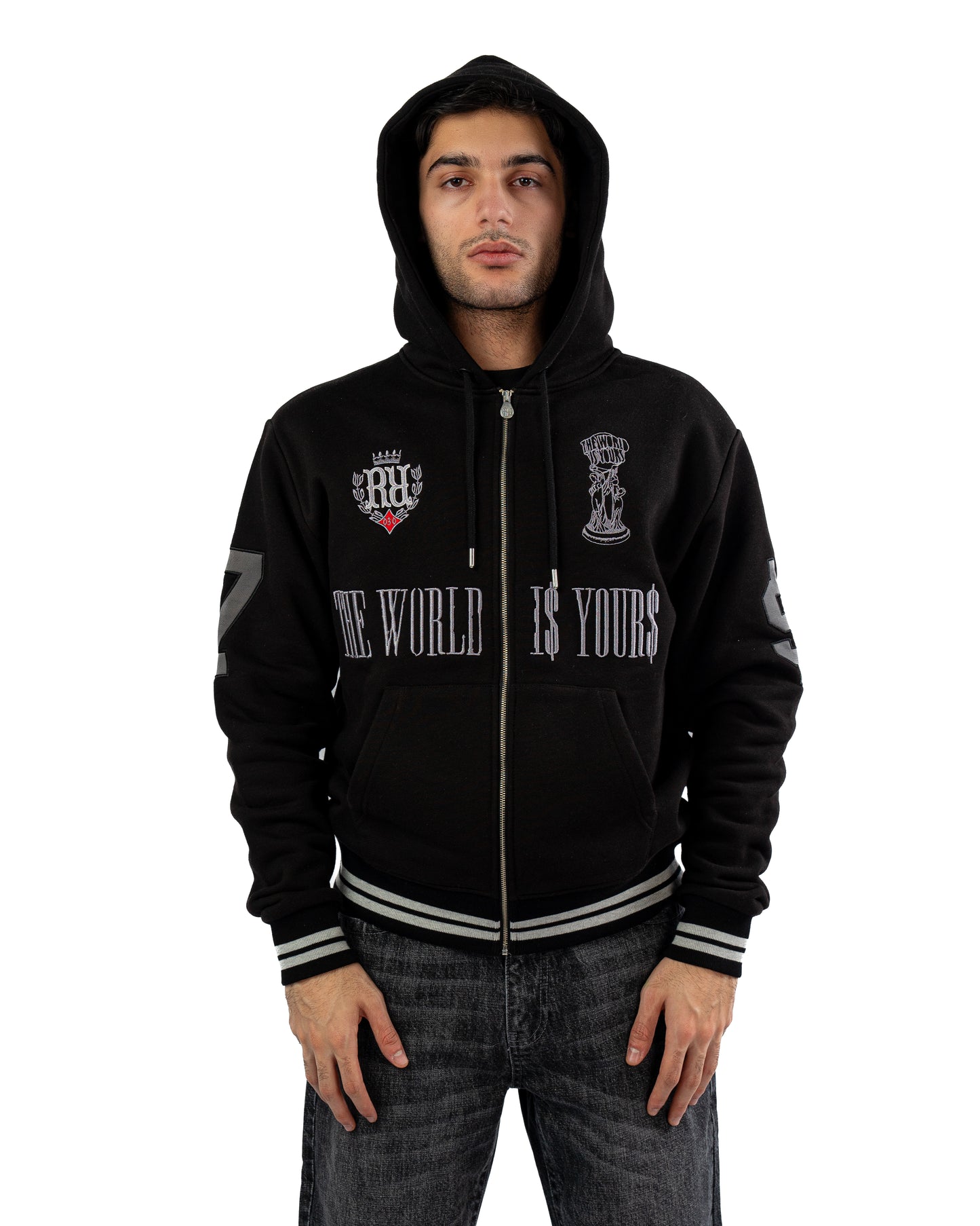 The World is Yours Zip Hoodie black