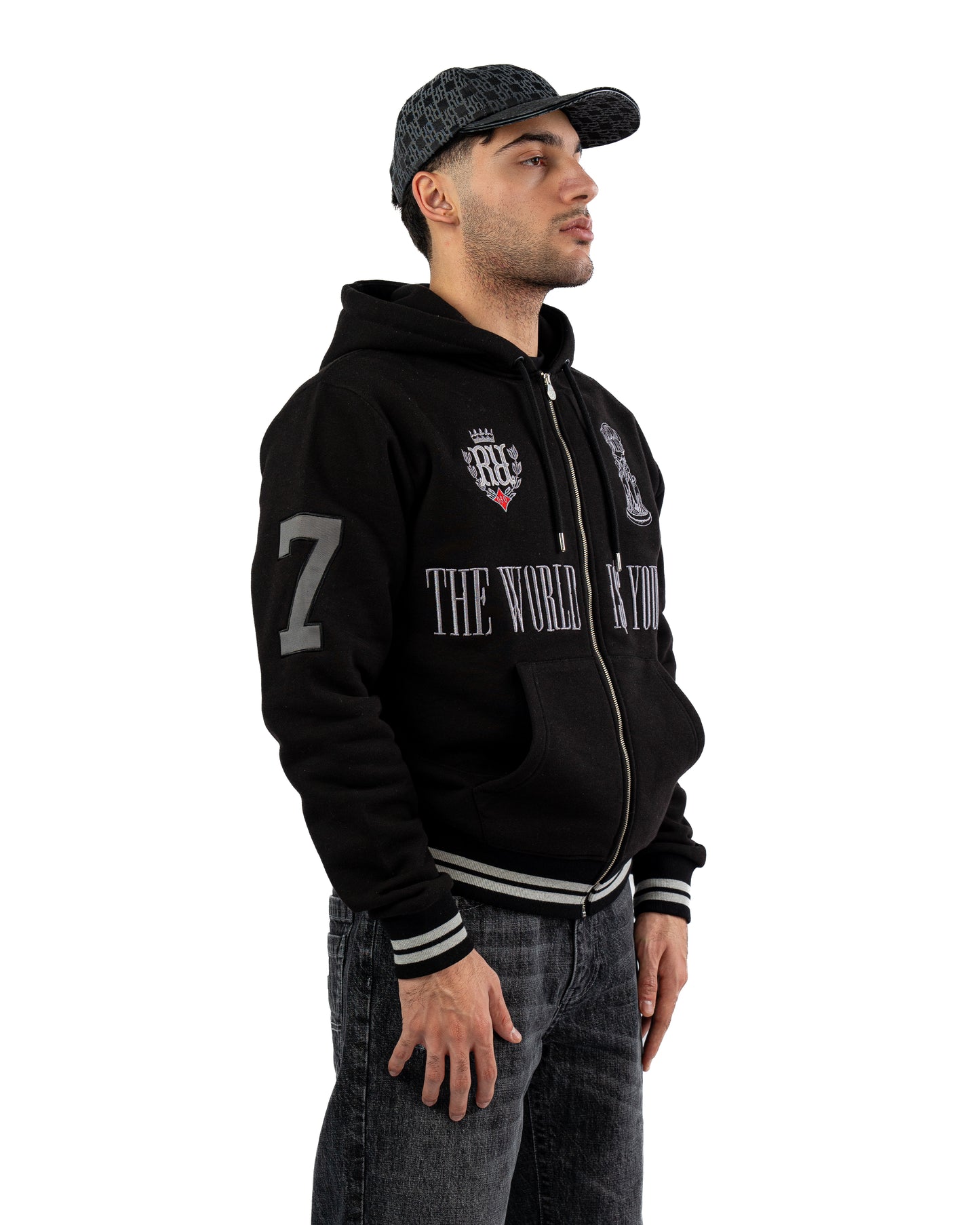 The World is Yours Zip Hoodie black