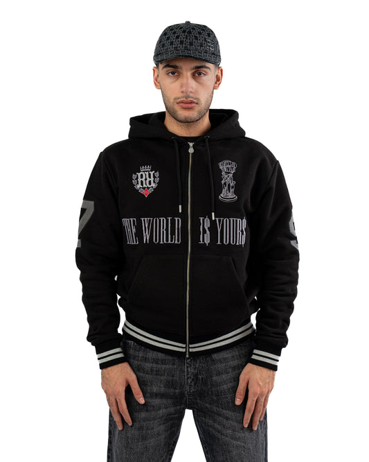 The World is Yours Zip Hoodie black