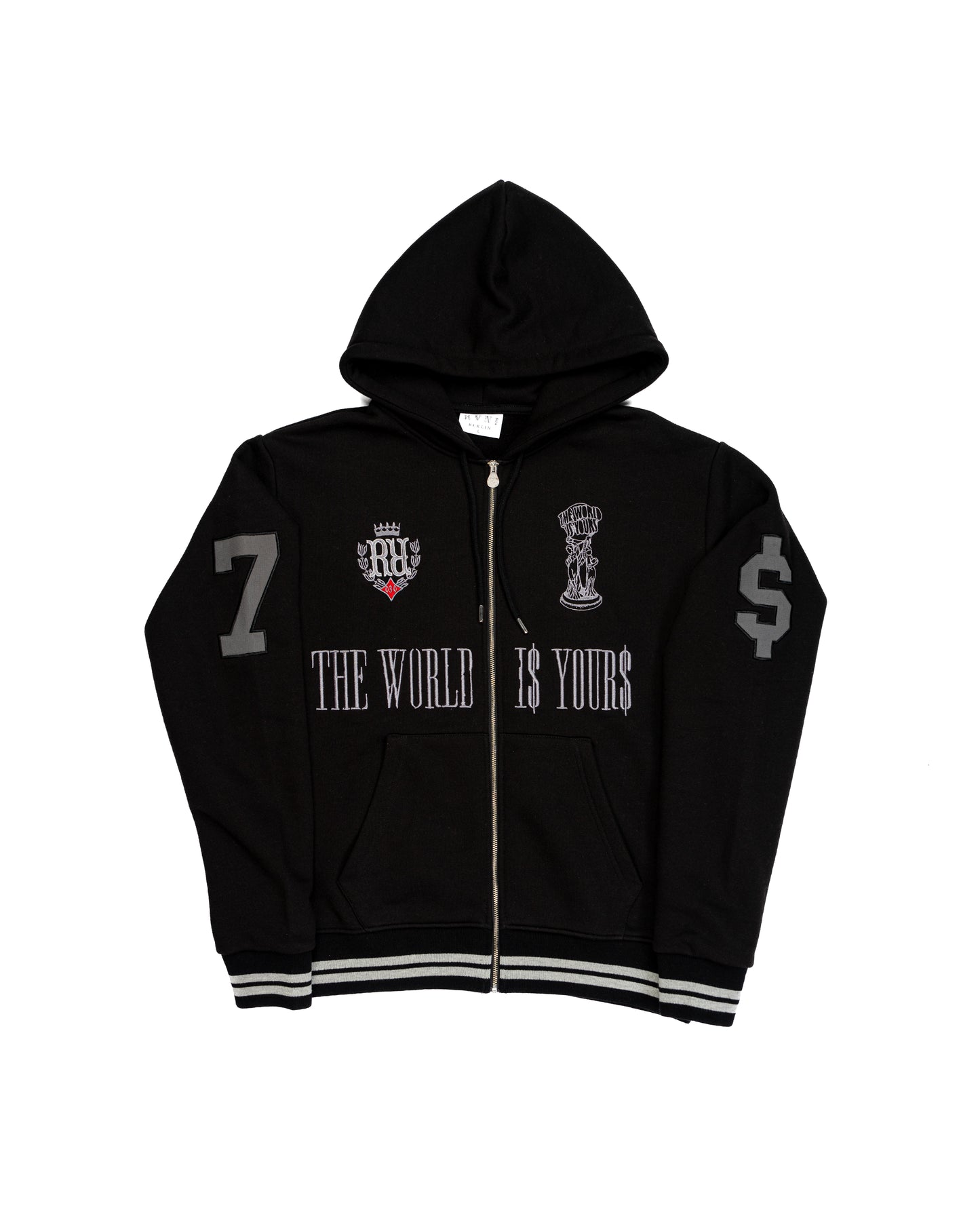 The World is Yours Zip Hoodie black